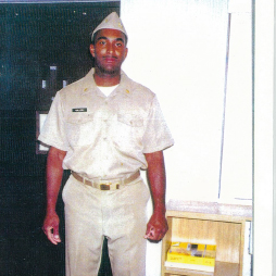 Doctor Guillory in white navy uniform