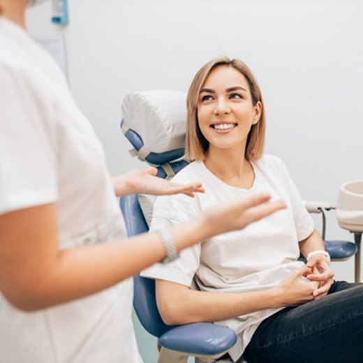 a patient before her tooth extraction in Cleveland, TX