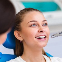 a patient before her tooth extraction in Cleveland, TX