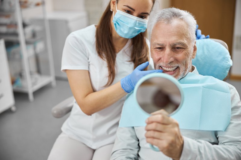 A patient who got dental implant surgery